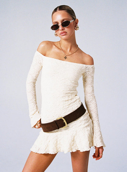 Vancesca Long Sleeve Mini Dress Cream Princess Polly