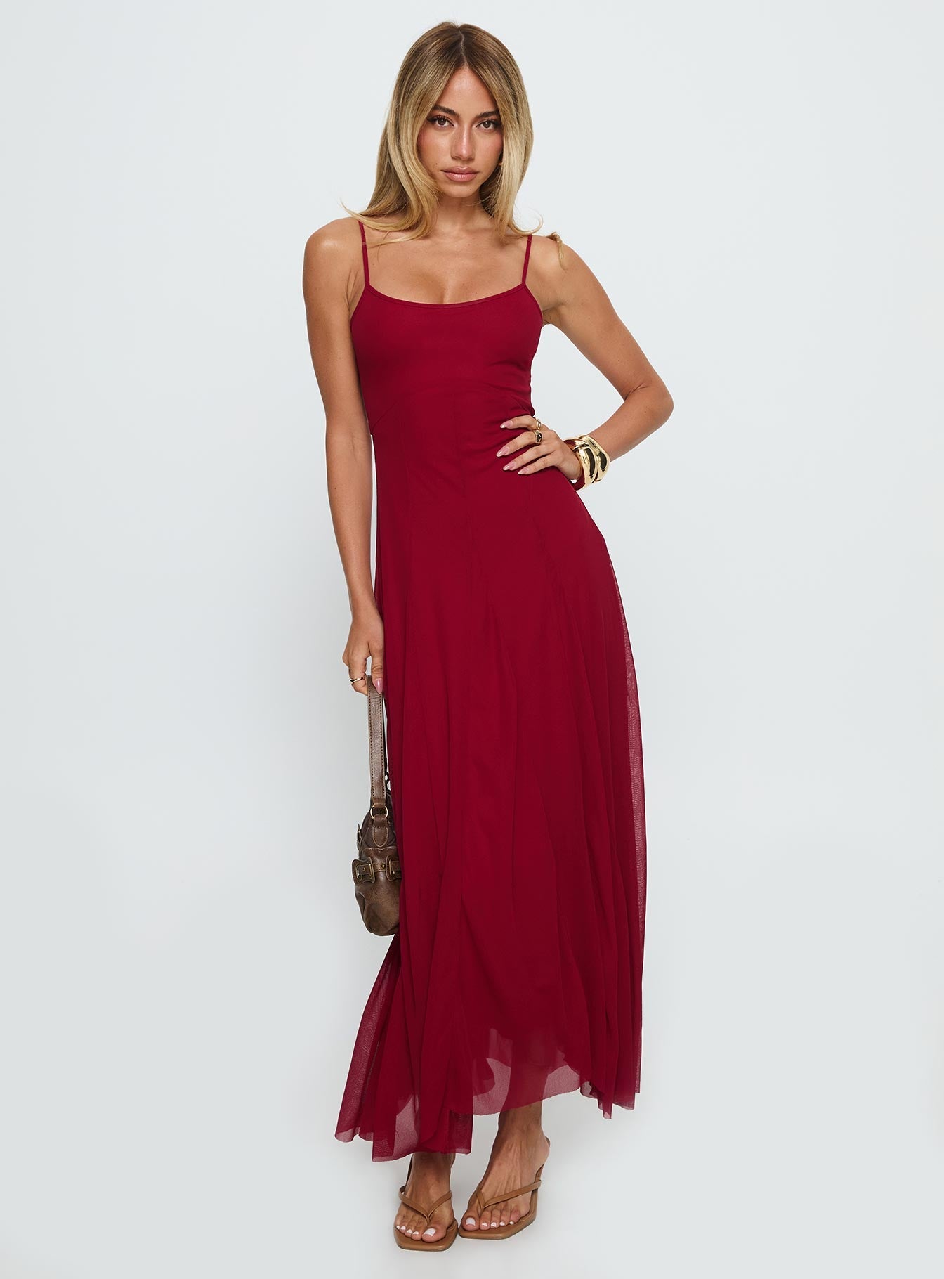 Janeira Pleat Maxi Dress Red Princess Polly