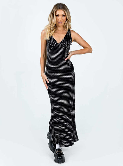Nellie Maxi Dress Black Polka Dot Princess Polly