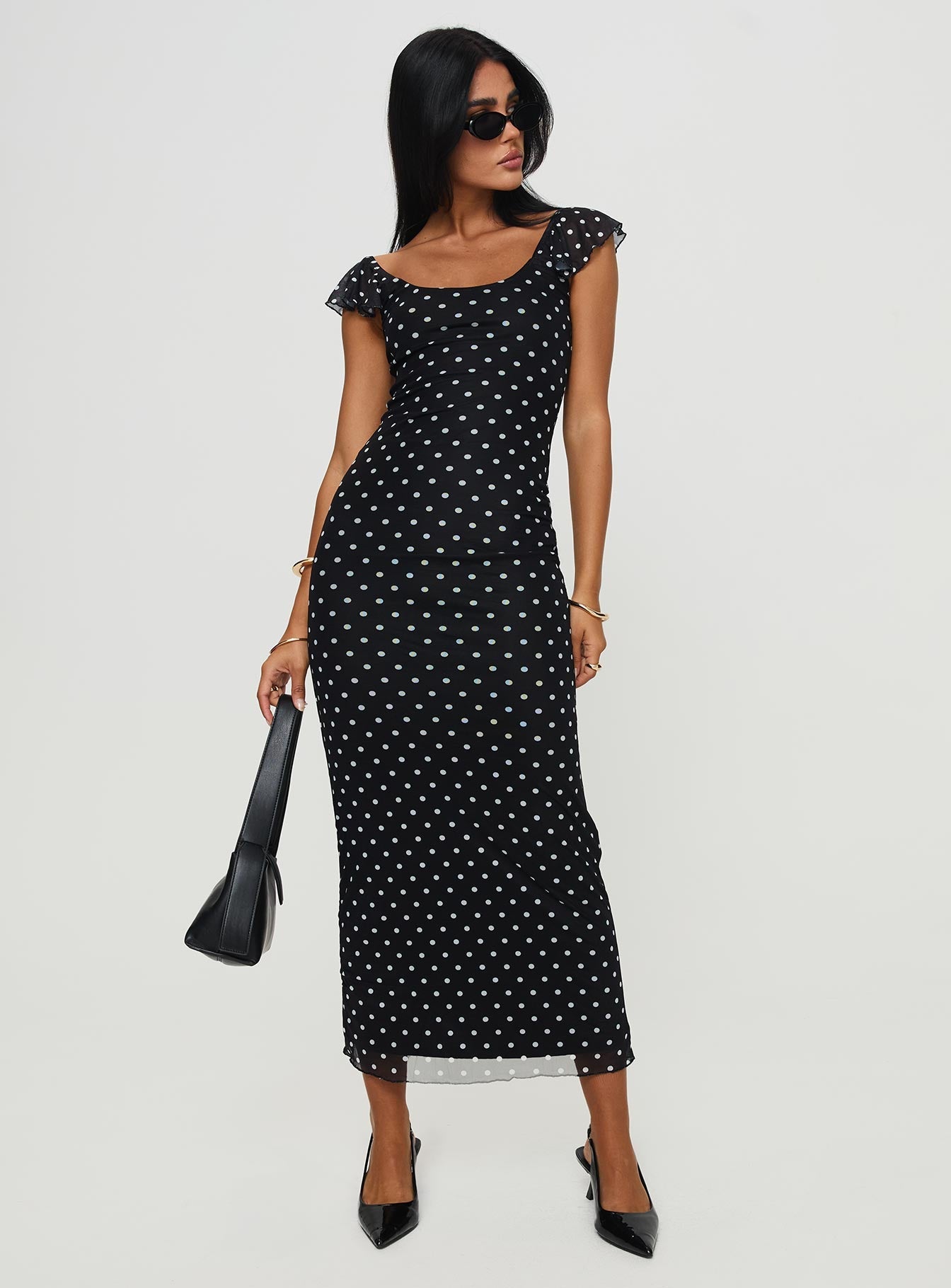 Sandberg Maxi Dress Black Polka Dot Princess Polly