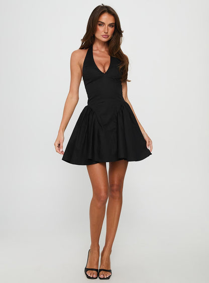 Karisse Halter Mini Dress Black Princess Polly
