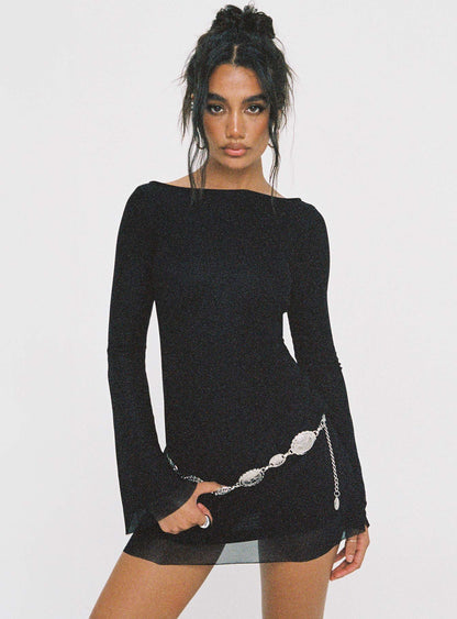 Lukea Long Sleeve Mini Dress Black Princess Polly