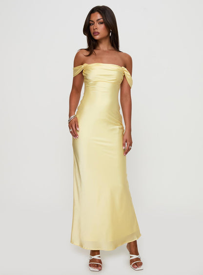 Azura Off The Shoulder Maxi Dress Yellow Princess Polly