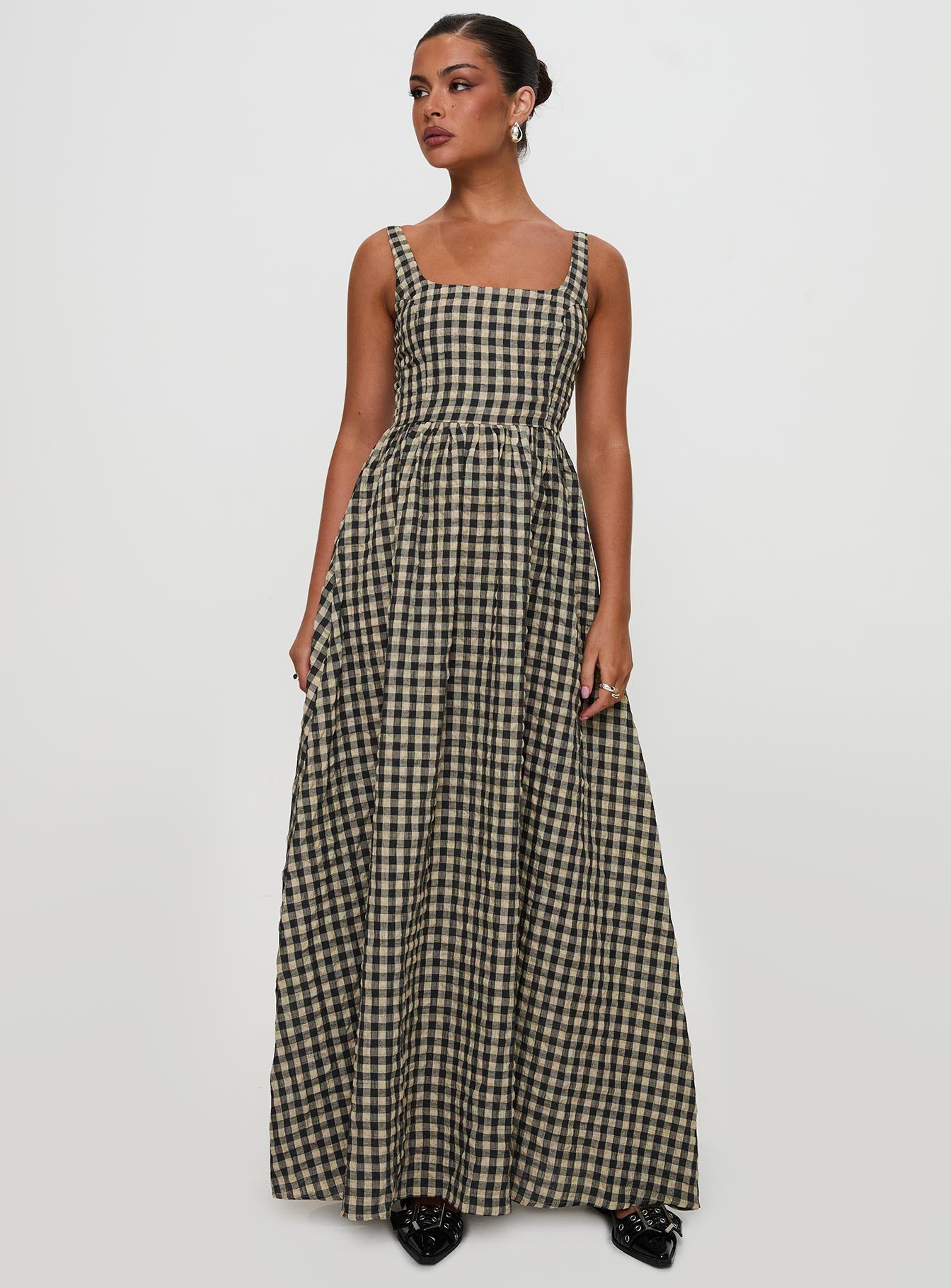 Cartmel Check Maxi Dress Black / Cream Princess Polly