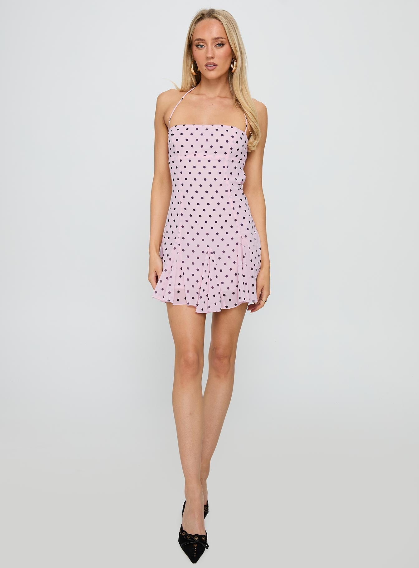 Delamere Mini Dress Pink / Black Polka Princess Polly