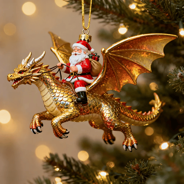 🐲🦖Santa Claus Riding a Dragon Ornament mysite