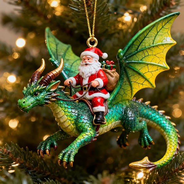 🐲🦖Santa Claus Riding a Dragon Ornament mysite