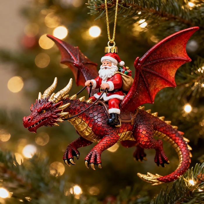 🐲🦖Santa Claus Riding a Dragon Ornament mysite