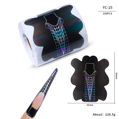 100Pcs Nails Art UV Gel Tips Extension Builder Form Acrylic French Printed Nail Tip Extension Stencil Stickers for Manicure Tool
