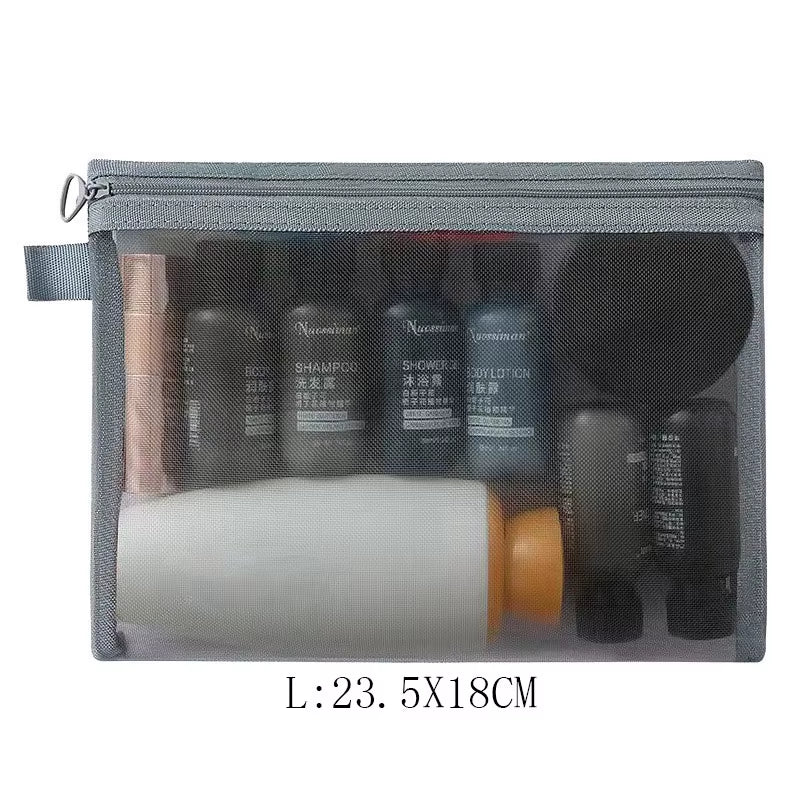 Fashion Small Large Black Organizer Toiletry and Makeup Pouch Transparent Mesh Zipper Cosmetic Bag Women Necessary Organizer