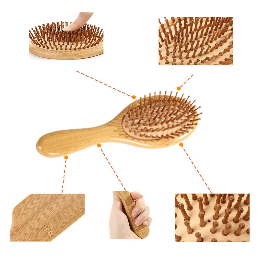 Wooden Bamboo Hair Brush Improve Hair Growth Wood Hairbrush Prevent Hair Loss Comb Bamboo Comb Teeth Salon Hair Styling Tools