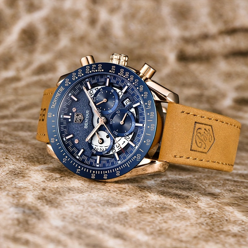 BENYAR Watches For Men Analog Quartz Chronograph Luminous Big Face Mens Watches Business Work Sport Casual Fashion Designer Dress Men'S Wrist Watches Elegant Gift For Men Beauty World Shop