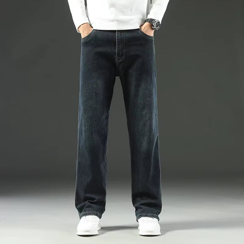 2025 New Style Y2 Spring and Autumn Loose Jeans Men'S Baggy Straight Wide Leg Business Casual Pants Brand Men'S Clothing
