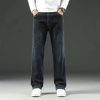 2025 New Spring and Autumn Men'S Jeans, Loose, Comfortable, Straight, Business Casual, Versatile Wide-Leg Business Trousers