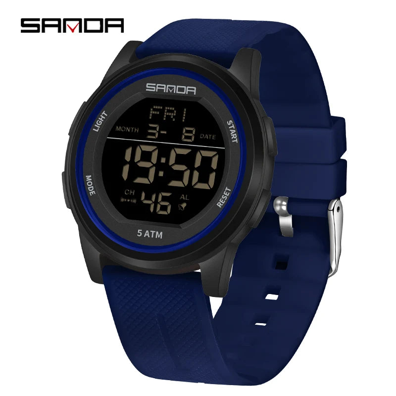 Outdoor Sport LED Luminous Electronic Youth Watch Fashion Casual Multi Functional Waterproof Electronic Digital Men Watch