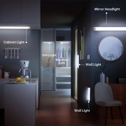 1pc Wireless LED Under Cabinet Light with Motion Sensor, Ultra-Thin Magnetic Strip, USB Rechargeable, PVC Lamp Body, Indoor LED Lighting for Kitchen, Stairs, Hallway, Wardrobes - Ideal for Christmas & Thanksgiving Gifts Beauty Fashion