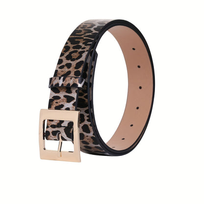 Chic Leopard Print Wide Belt for Women - Versatile PU Leather Accessory for Casual, Wedding, Party & Casual Attire Beauty Fashion