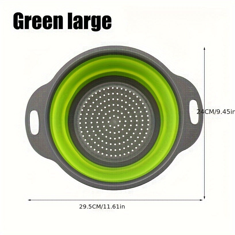 1/2 Set of Round Kitchen Draining Baskets, Foldable Funnel - Includes One Large And One Small, Perfect for Draining Pasta, Vegetables, And Fruits (Green, Red, Blue) Beauty Fashion