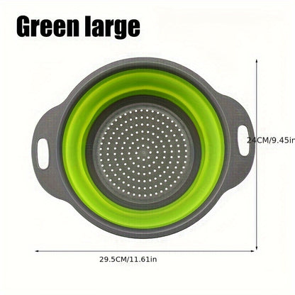 1/2 Set of Round Kitchen Draining Baskets, Foldable Funnel - Includes One Large And One Small, Perfect for Draining Pasta, Vegetables, And Fruits (Green, Red, Blue) Beauty Fashion