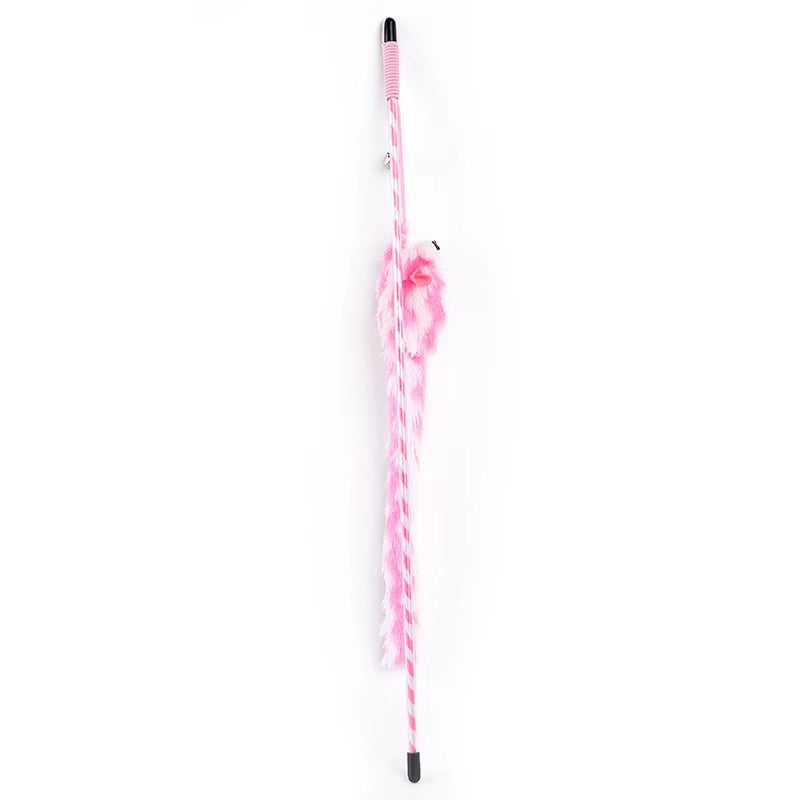 Cat Toys Funny Cat Stick Bouncy Rod Bell Bait Cat Toy Plush Longtail Mouse Stripe Funny Cat Stick Pet Supplies Cat Accessories