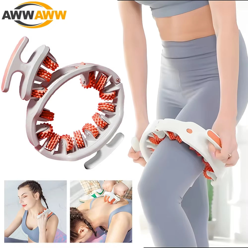 Round Ring Leg Massager Anticellulite 14 Wheels Full-Coverage for Neck Shoulder Abdominal Muscle Massage Roller Body Slimming