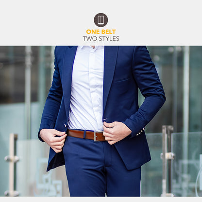 [Classic Men's Leather Belt] Classic & Fashion Men's Leather Belt | Single Prong Buckle for Jeans, Pants, Work & Business - Gift for Dad & Husband Beauty Fashion