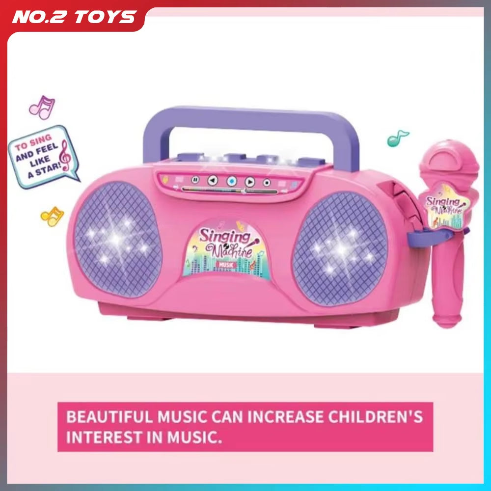 Portable Singing Machine with Microphone Radio Music Speaker Karaoke Children'S Toy Musical Instrument Girl Boys Birthday Gifts