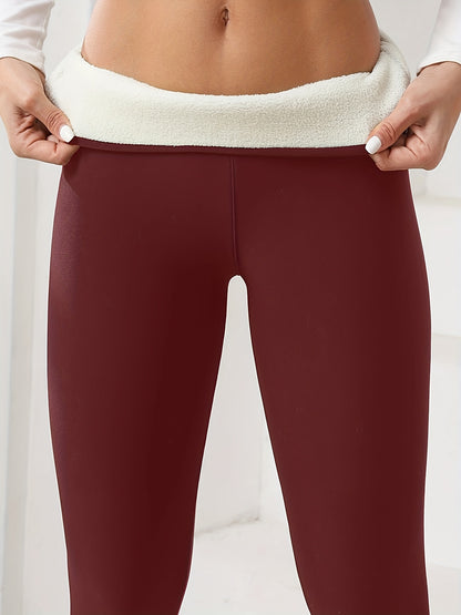 [High-Elasticity Leggings] High-Elasticity Women's Yoga Leggings | Solid Color, Tight-Fit, High-Warmth, Ideal for Running, Fitness & Outdoor Activities, Warmth Enhancing Fabric, Smooth Texture Beauty Fashion