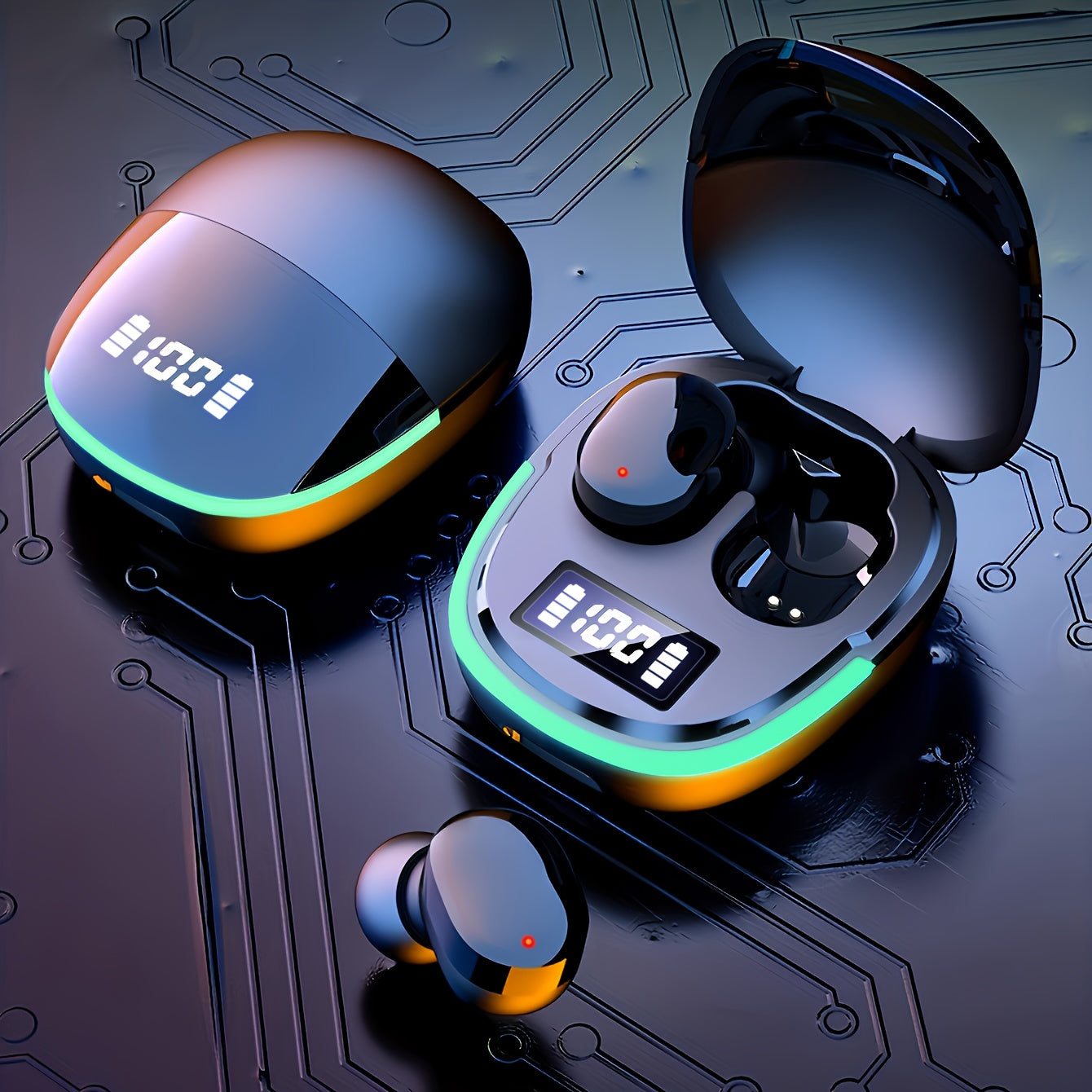 2024 Model Wireless Earbuds - LED Display, Touch Control, TWS In-Ear Design | Compatible with iOS/Android, Sleek Metallic Charging Case for Gaming & Sports Beauty Fashion