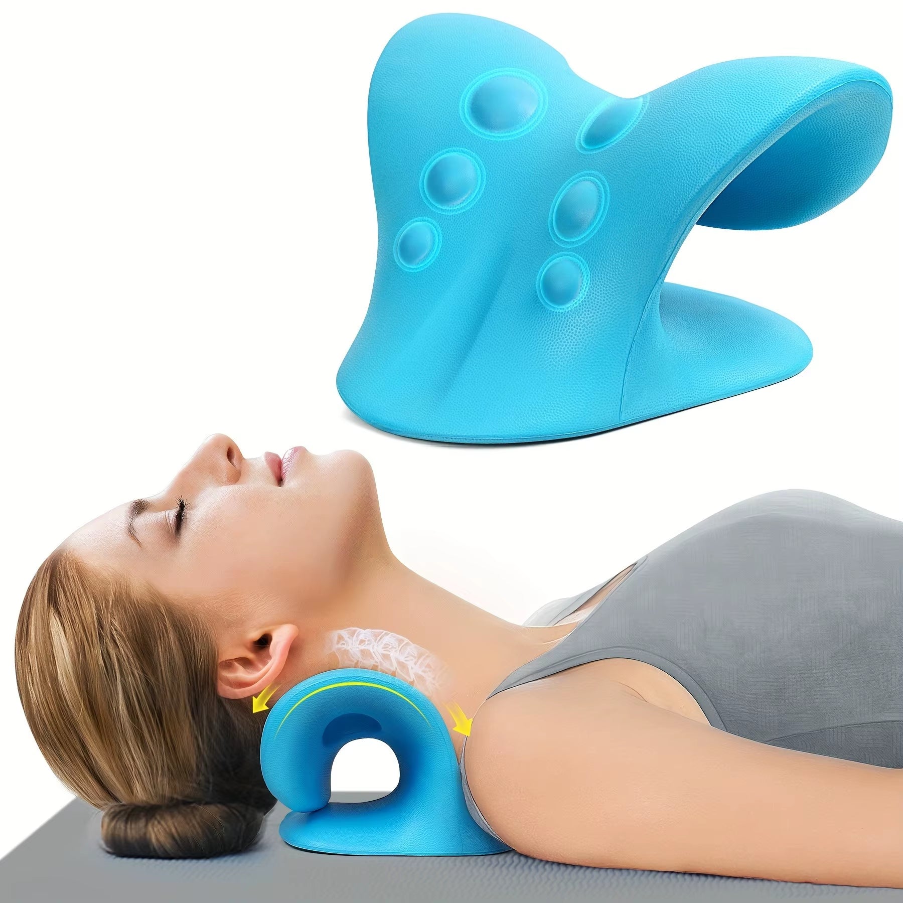 Eva Neck and Shoulder Relaxer, C-Shape Cervical Traction Device, Relax Spine Alignment, Chiropractic Pillow Stretcher Massager