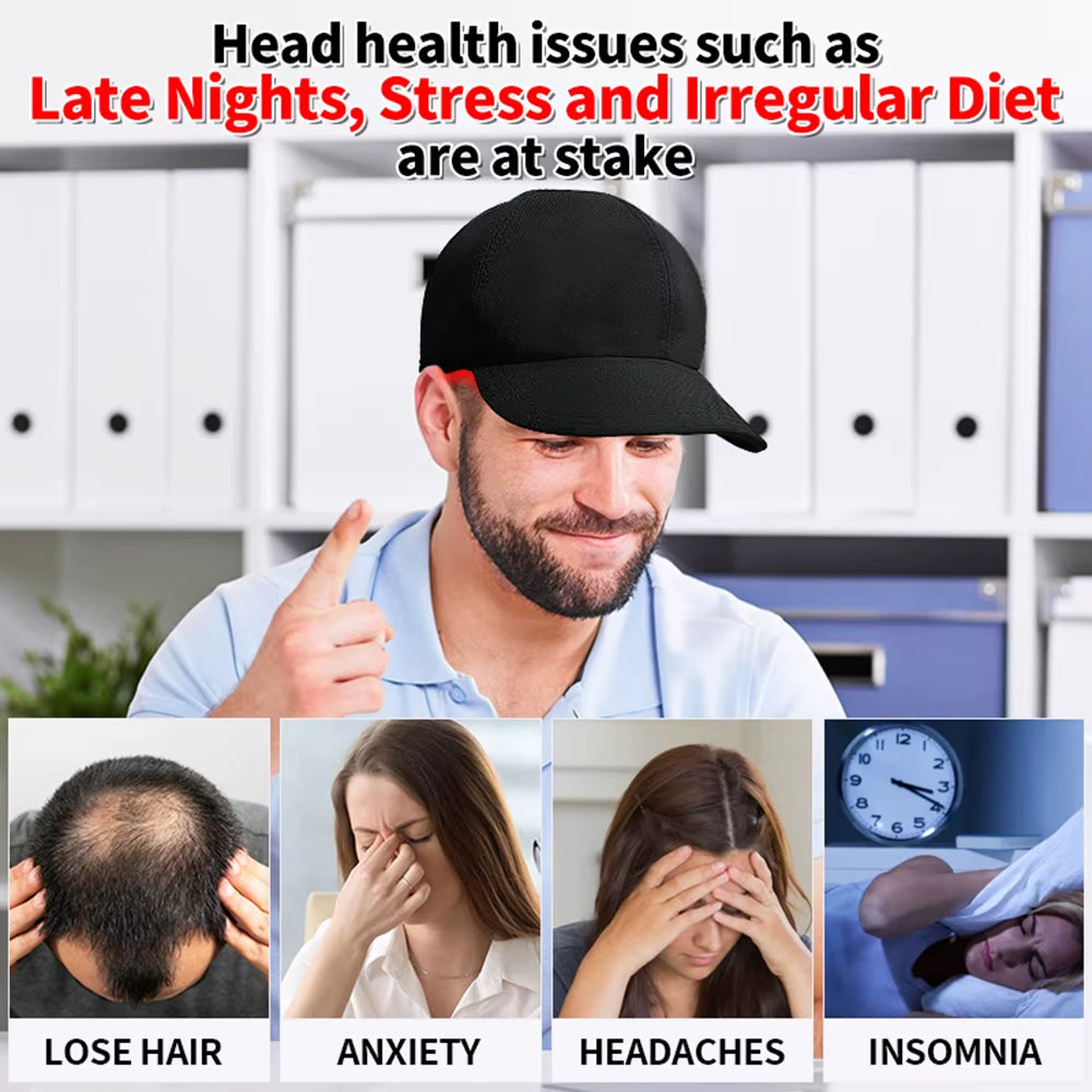Red Light Therapy Device Hat near Infrared 180LED Treatment Helmet for Hair Growth Cap Prevant Loss Head Relaxation Relief Scalp
