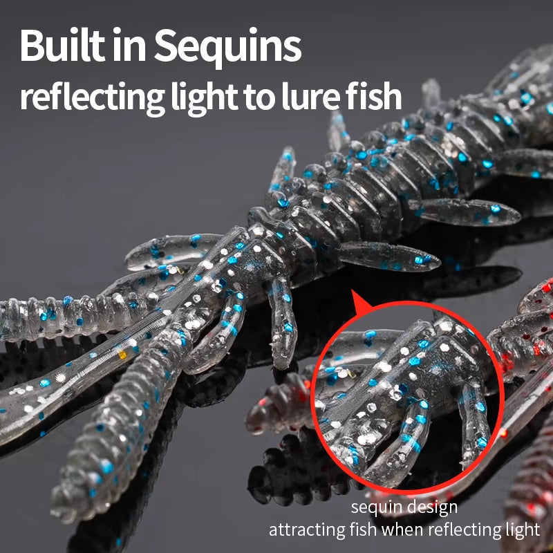 Floating Soft Shrimp Fishing Bait NED Rig Wobblers Shrimp Swim Lure Jig Salt Silicone Swimbait with Fish Attractant
