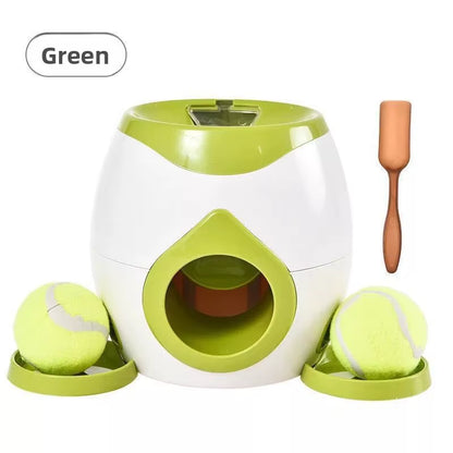 2 in 1 Dog Pet Interactive Toy Tennis Ball Launcher Automatic Throwing Training Reward Machine Fun Feeding Machine Pet Supplies