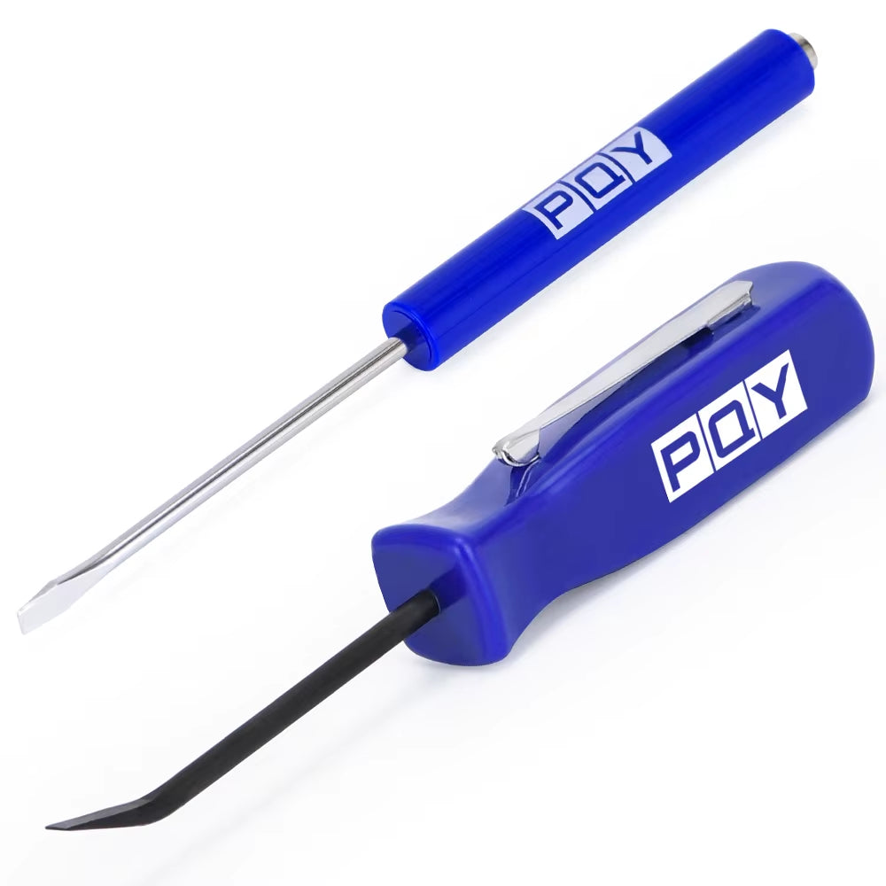 Mini Pocket Clips Screwdriver Strong Magnetic Slotted + Pocket Pry Bar Short Angled Operating Handy Tool 4-Sided Grip