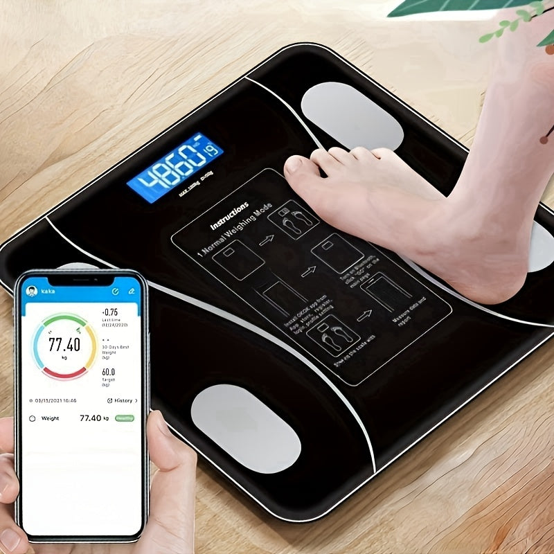UAEIUI Smart Digital Bathroom Scale, Battery-Powered, Wireless, Non-Rechargeable, with Body Fat Monitoring for Home Use, for Women, Men Beauty Fashion