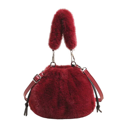 New Trendy Fluffy Commuter Simple Crossbody Bags for Women Fashion Shoulder Handle Storage Bag Texture and Versatile Bucket Bag