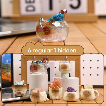 PAL Cat Crystal Blind Box Mini Original Stone Cartoon Figure Cute Office Desktop Car Decor Good Luck Gift for Cat Lovers Toys