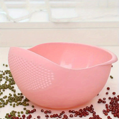 1pc Multi-Functional Kitchen Washing Basket Basin - Food-Safe Plastic with Drain Holes for Efficient Draining, Rinsing Rice, Vegetables & Fruits - Space-Saving Design for Small Kitchens & Dishwashing Beauty Fashion