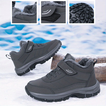 Extreme Cold Weather Snow Boots - Heavy-Duty Thermal Insulated Winter Shoes with Slip-Resistant MD Soles, Lace-Up Mountaineering Boots for Men & Women - Available in Multiple Sizes (Black/Gray Accent) - Ideal for Ice Climbing