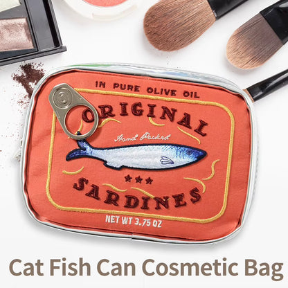 Canned Sardines Women Travel Cosmetic Bag Cute Toiletry Bag Creative Portable Fashion Zipper Multi-Function for Weekend Vacation