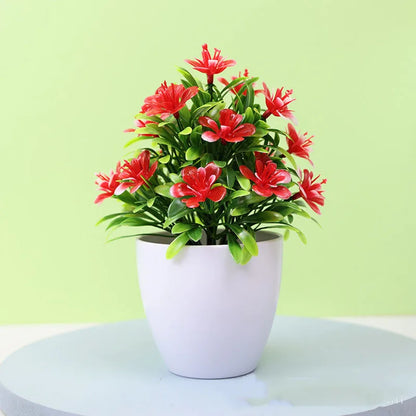 1Pc Artificial Potted Plant Small Bonsai Flowers Pot Simulated Tree Ornaments Wedding Home Hotel Office Decoration Indooroutdoor