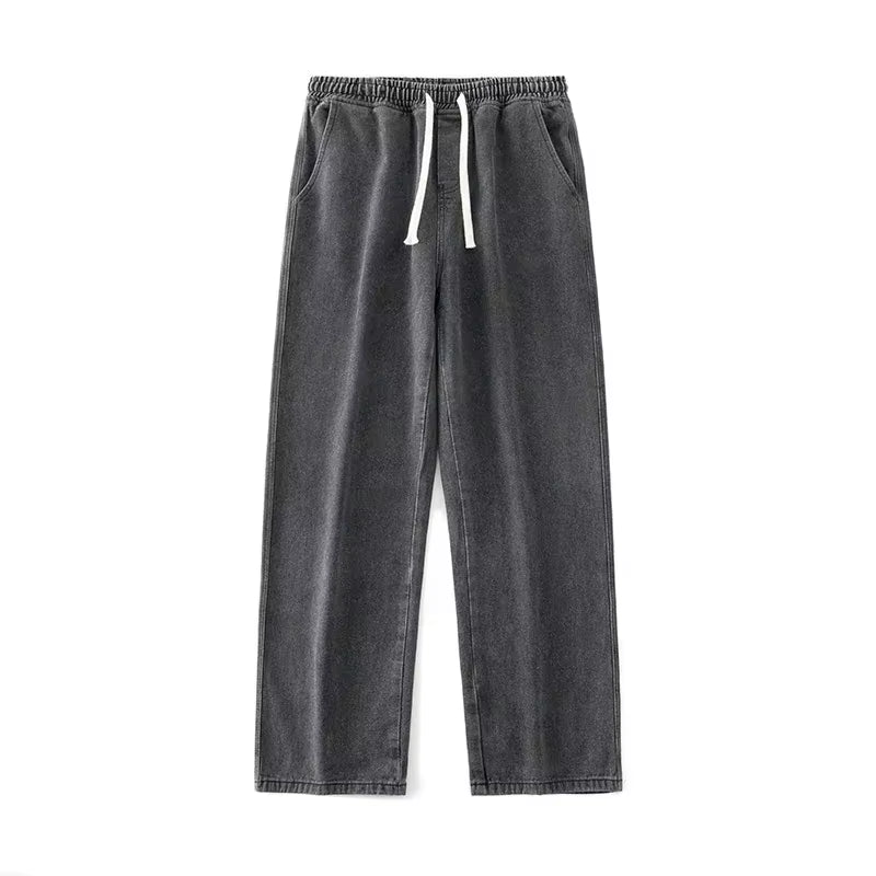 2024 New Streetwear Loose Jeans Men Korean Style Fashion Loose Straight Wide Leg Pants Men'S Brand Clothing Black Light Blue