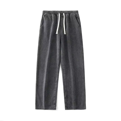 2024 New Streetwear Loose Jeans Men Korean Style Fashion Loose Straight Wide Leg Pants Men'S Brand Clothing Black Light Blue