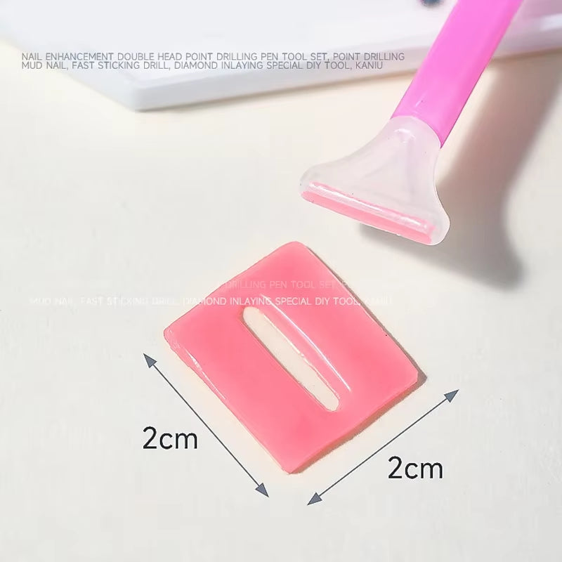 3Pcs Nail Art Rhinestones Pickers, Dotting Pen with Storage Tray Glue Clay for Diamonds Fashion Stones Picking Tools Set