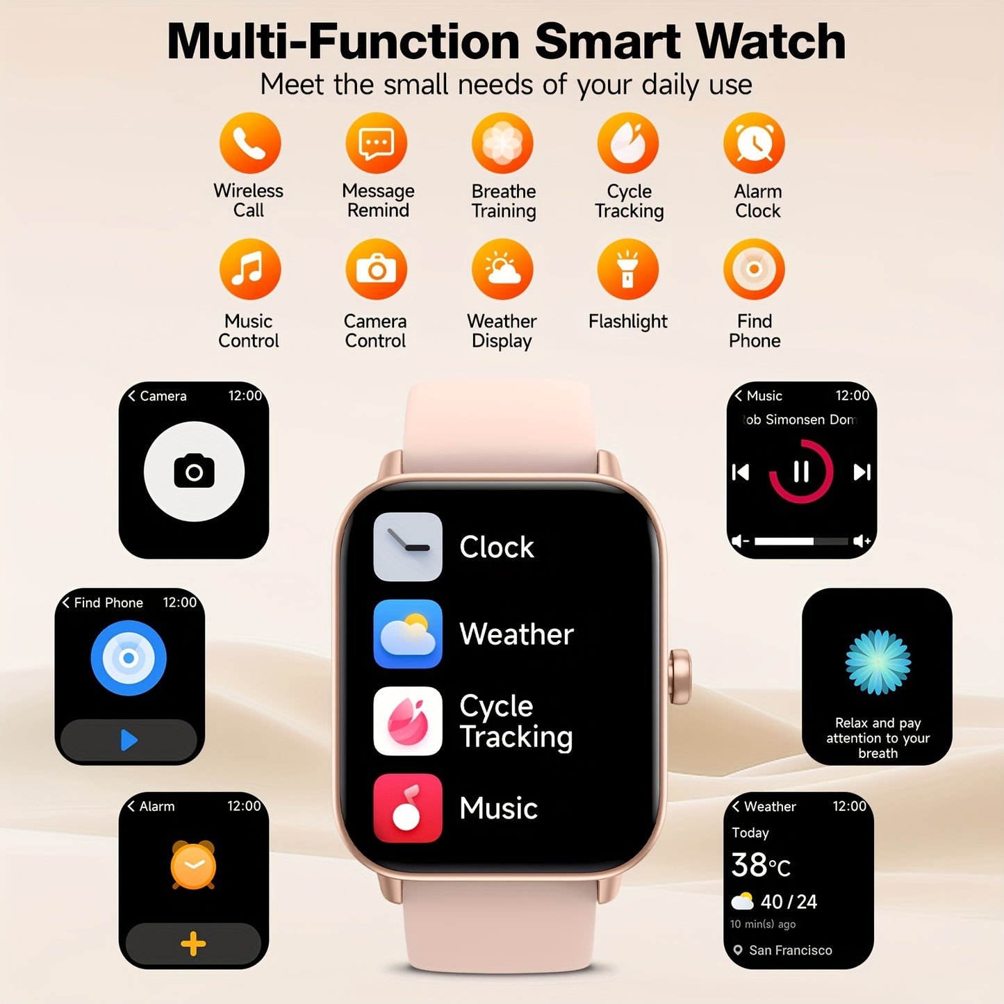 1pc FAWEIO 1.8 Inch Smart Watch for Women & Men with 100+ Sport Modes, Answer/Make Calls, Fitness Activity Tracker, Pedometer, for iPhone And Android, Perfect Gift for Family And Friends, Suitable for Christmas Gifts Beauty World Shop