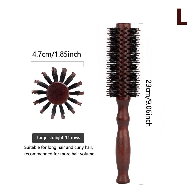 6 Style Wood Handle round Rolling Brush Straight Twill Hair Comb Boar Bristle round Barrel Hair Curling Brush Hairdressing Tool