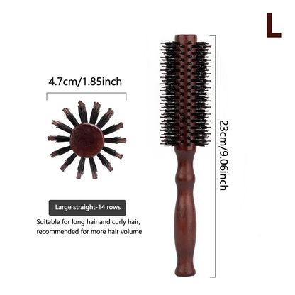 6 Style Wood Handle round Rolling Brush Straight Twill Hair Comb Boar Bristle round Barrel Hair Curling Brush Hairdressing Tool