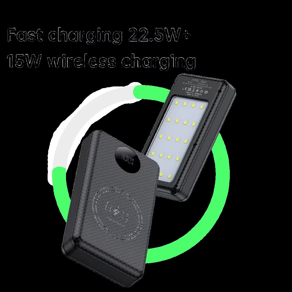 6*18650 20000Mah Power Bank Case 22.5W Fast Charging 15W Wireless Charging Mobile Power Bank Housing Battery Holder for Phone