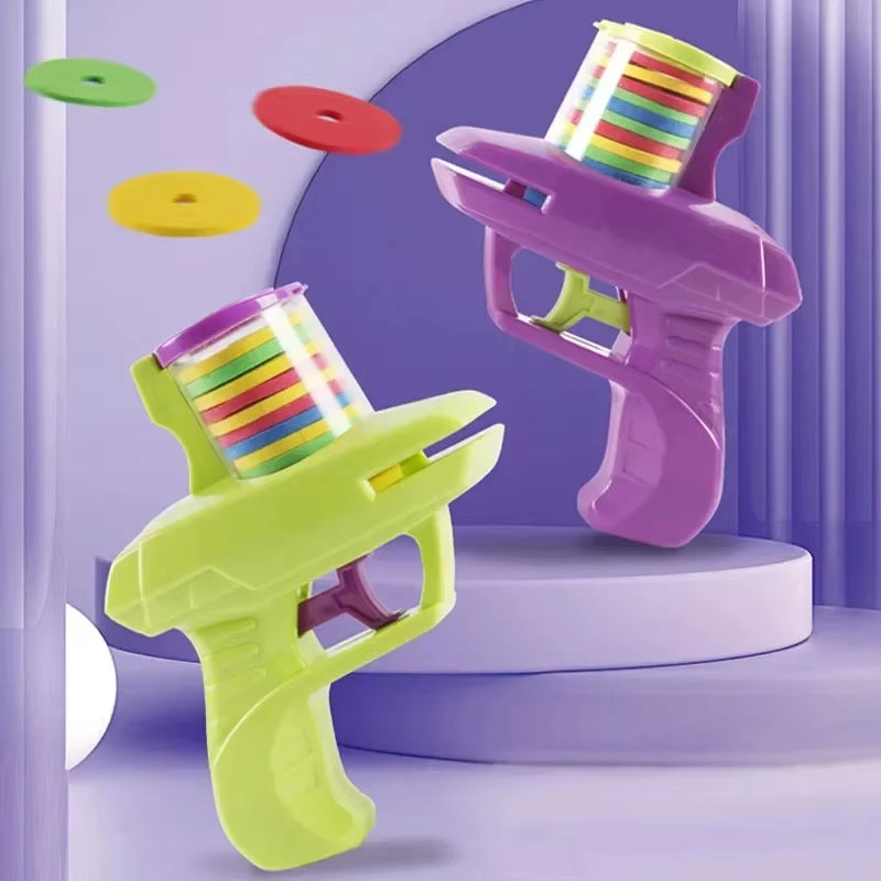 Double Player EVA Flying Disc Gun, Parent-Child Interactive Shooter Toy with Soft Bullets for Kids Outdoor Indoor Safety Game