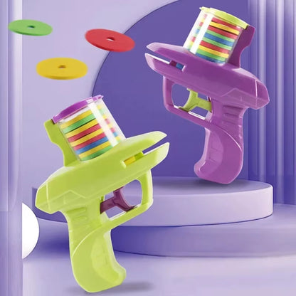 Double Player EVA Flying Disc Gun, Parent-Child Interactive Shooter Toy with Soft Bullets for Kids Outdoor Indoor Safety Game